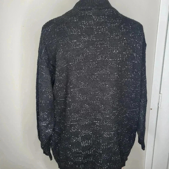 Vintage American Pride Womens Black & Silver Metallic Sweater Size Large - Picture 4 of 7